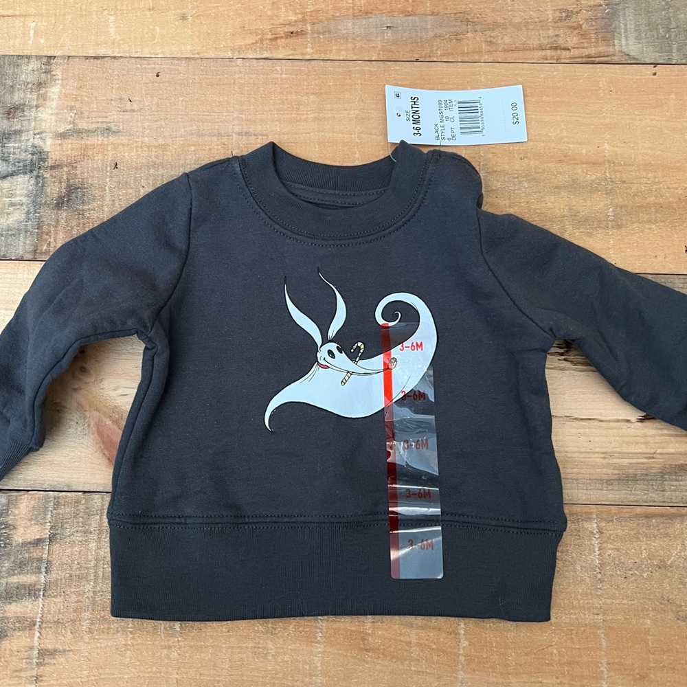 3-6 Months Nightmare Before Christmas Zero Disney Baby Crewneck Sweatshirt NWT